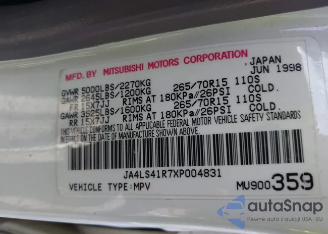 JA4LS41R7XP004831: 43384176