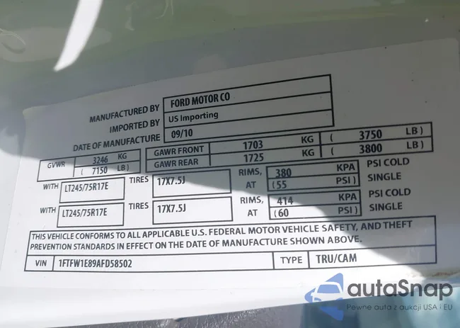 1FTFW1E89AFD58502: 43384189