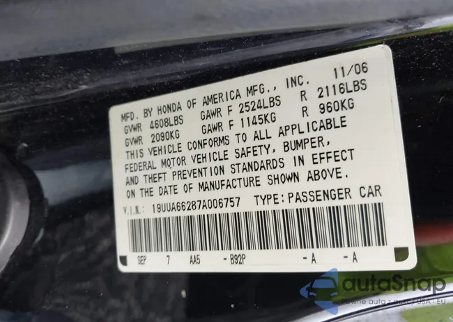 19UUA66287A006757: 43384205