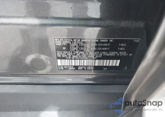 2T3F1RFV9SC493336: 43384240