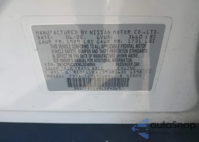 3N1CP5CVXNL524069: 43384245