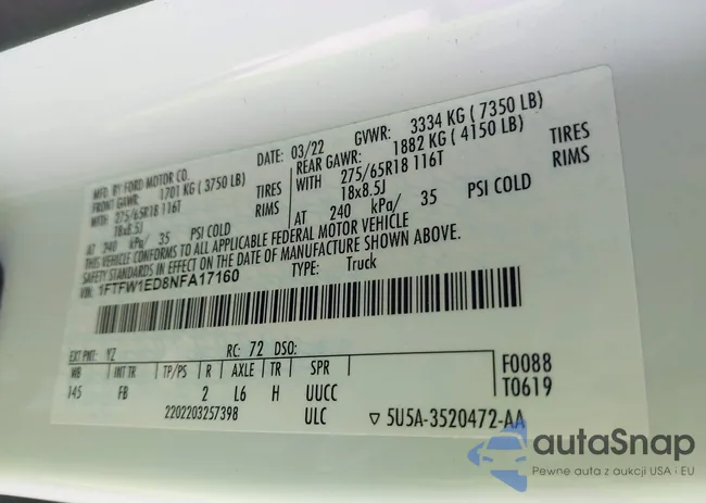 1FTFW1ED8NFA17160: 43383257