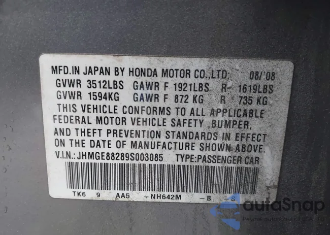 JHMGE88289S003085: 43383300