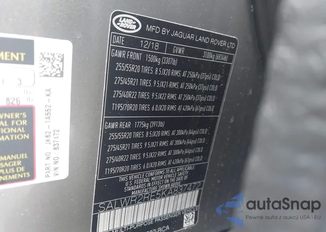 SALWR2RE5KA837472: 43383379