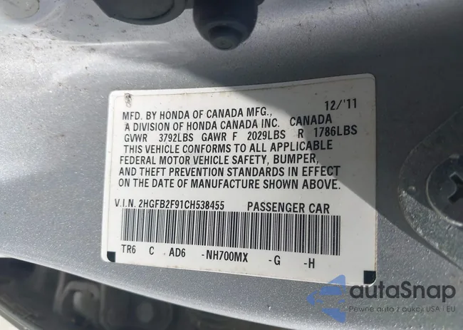 2HGFB2F91CH538455: 43383432