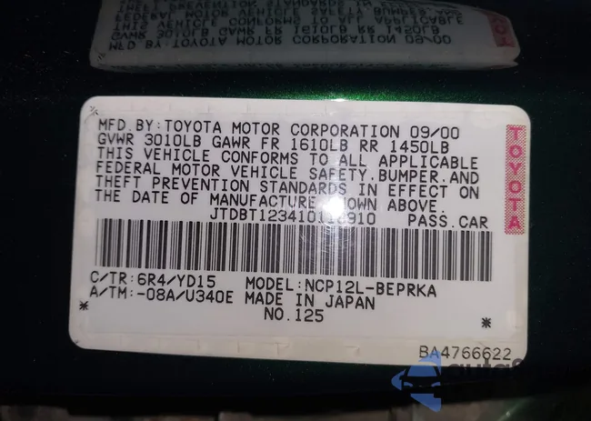 JTDBT123410118910: 43383532