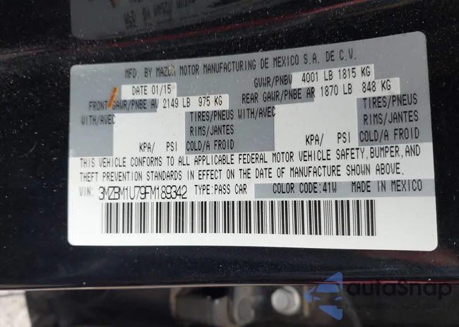 3MZBM1U79FM189342: 43384653