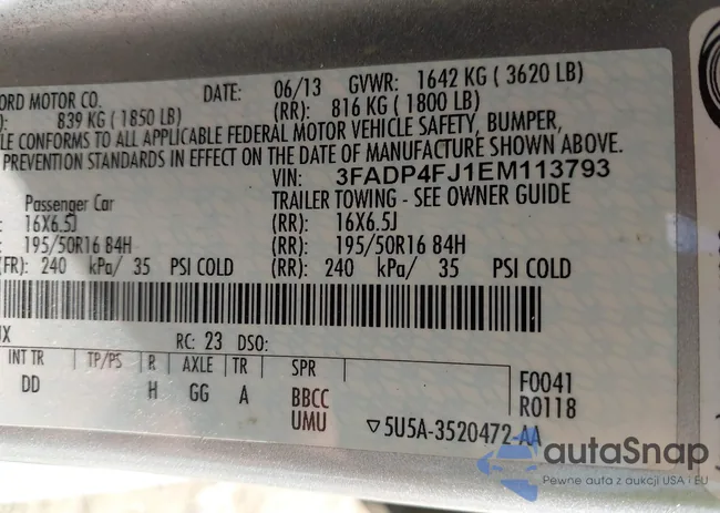 3FADP4FJ1EM113793: 43384703