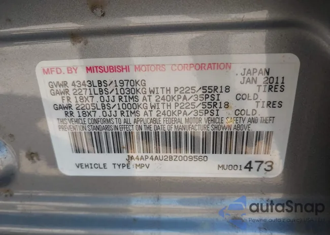 JA4AP4AU2BZ009560: 43384908