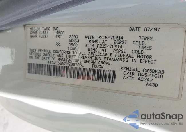 4TAVL52N2WZ007051: 43385000