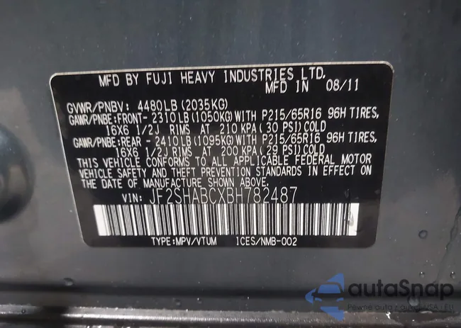 JF2SHABCXBH782487: 43385001