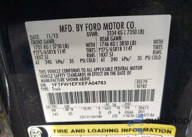 1FTFW1EFXEFA04783: 43385002