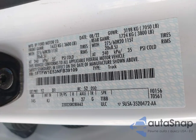 1FTFW1E53NFB39109: 43385113