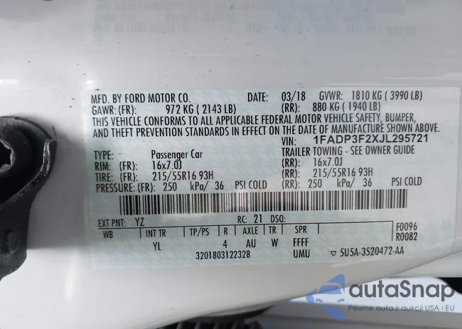 1FADP3F2XJL295721: 43385114