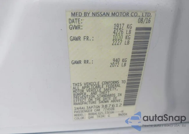 1N4AL3AP7GN387612: 43385242