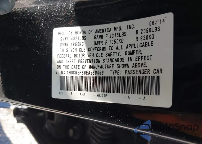 1HGCR2F88EA250066: 43385249