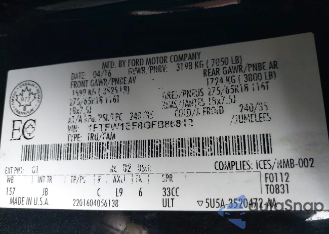 1FTFW1EF8GFB86812: 43384302