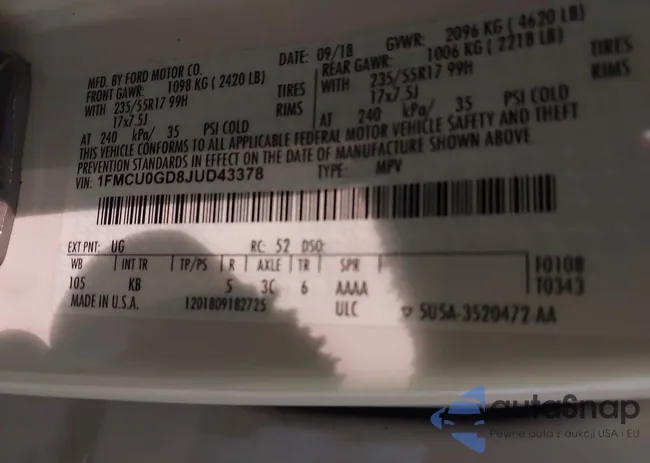 1FMCU0GD8JUD43378: 43384350