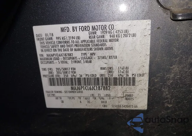 MAJ6P1CL6JC187882: 43384642