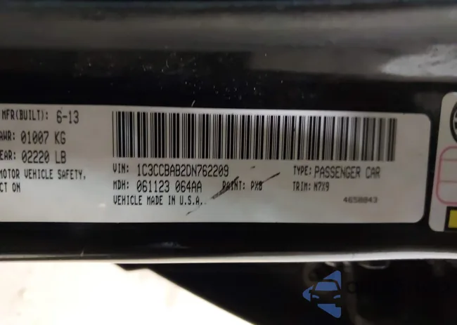 1C3CCBAB2DN762209: 43385673