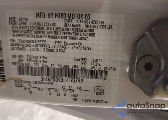 3FA6P0D93LR193799: 43385676