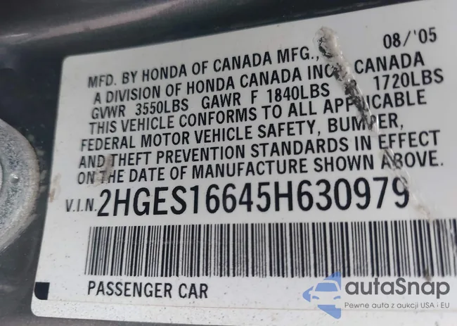 2HGES16645H630979: 43385682