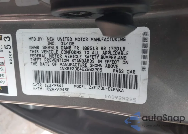 1NXBR30E46Z662205: 43385699