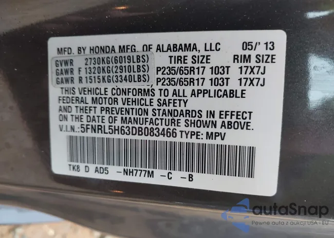 5FNRL5H63DB083466: 43385720