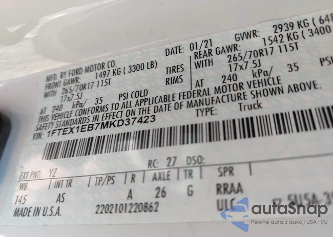 1FTEX1EB7MKD37423: 43385736