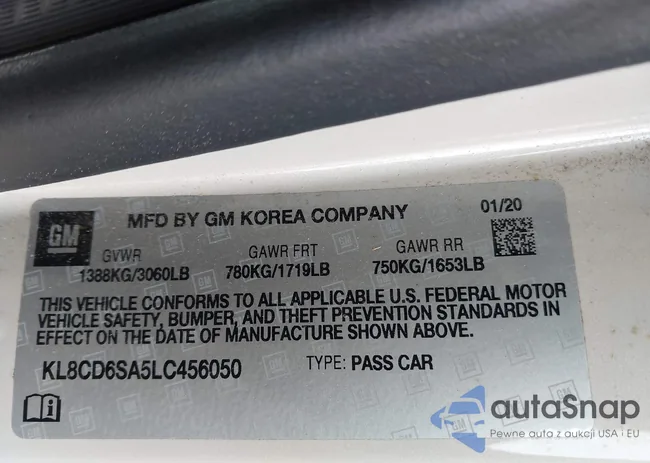 KL8CD6SA5LC456050: 43385788