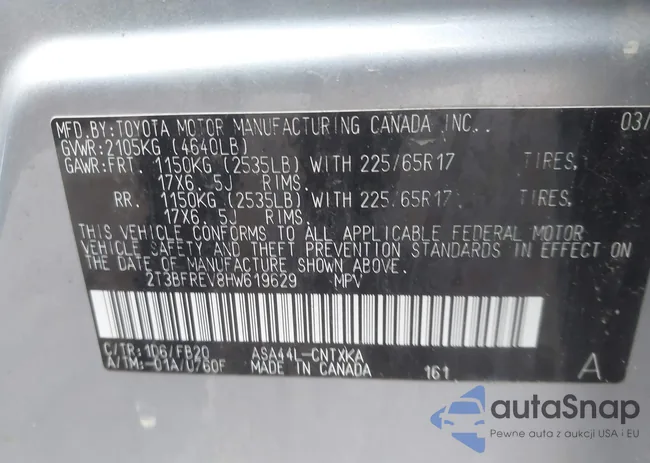 2T3BFREV8HW619629: 43385815