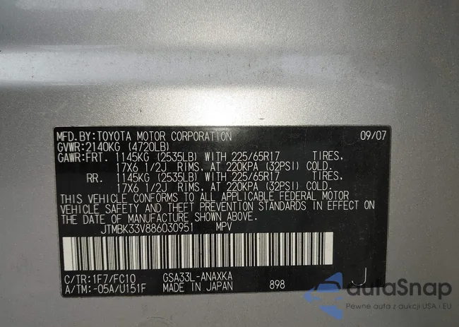 JTMBK33V886030951: 43385834