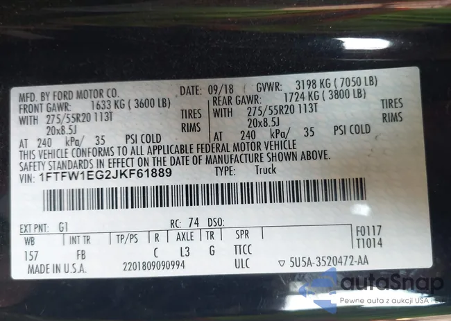 1FTFW1EG2JKF61889: 43385836