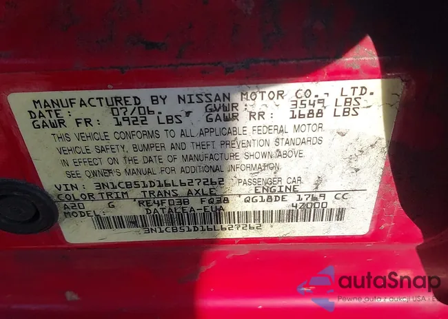 3N1CB51D16L627262: 43385918