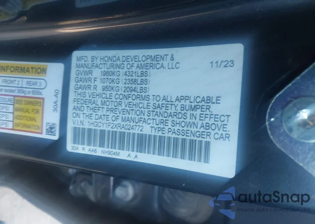 1HGCY1F2XRA024772: 43385940