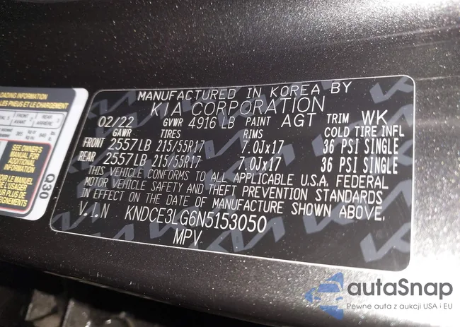 KNDCE3LG6N5153050: 43385945