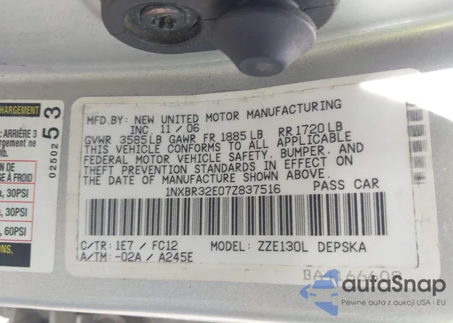 1NXBR32E07Z837516: 43386155