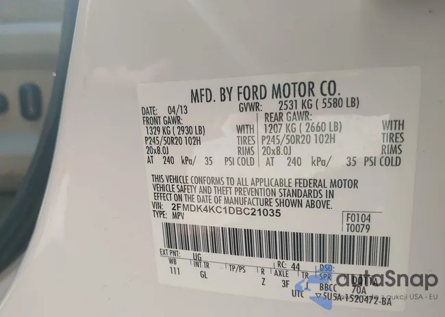 2FMDK4KC1DBC21035: 43385269