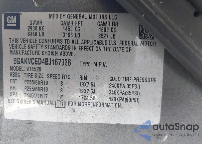 5GAKVCED4BJ167936: 43385306