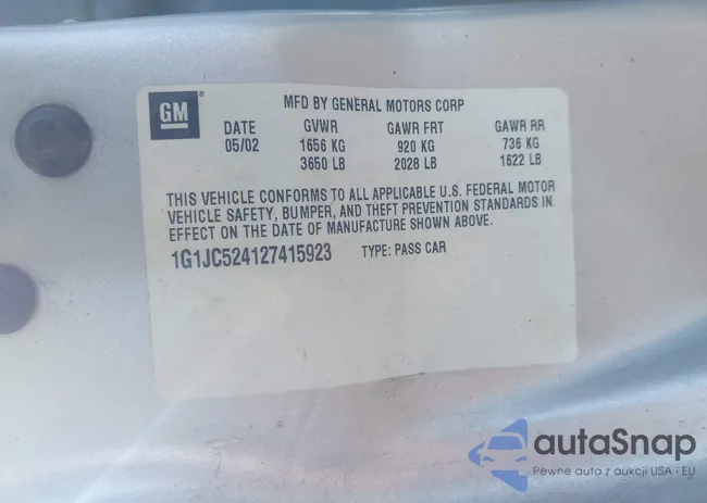 1G1JC524127415923: 43385354