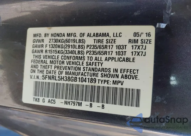 5FNRL5H38GB104189: 43385370