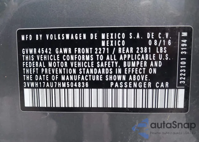 3VWH17AU7HM504836: 43385422