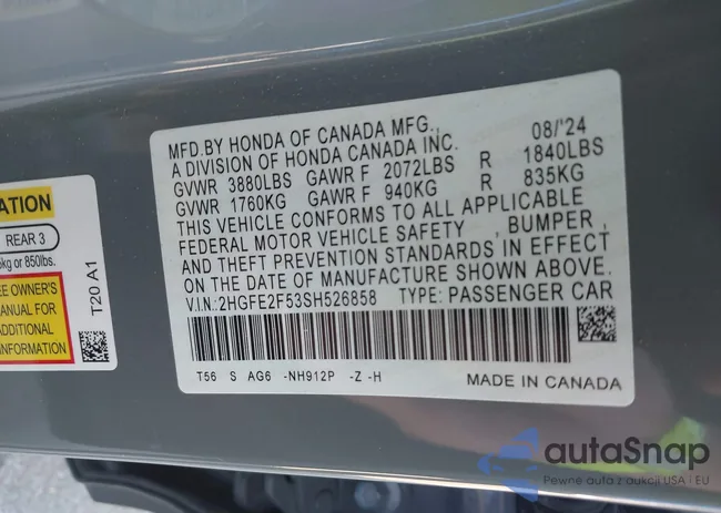 2HGFE2F53SH526858: 43385485