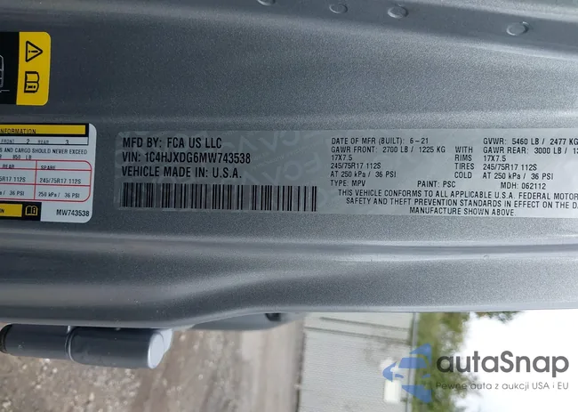 1C4HJXDG6MW743538: 43385635