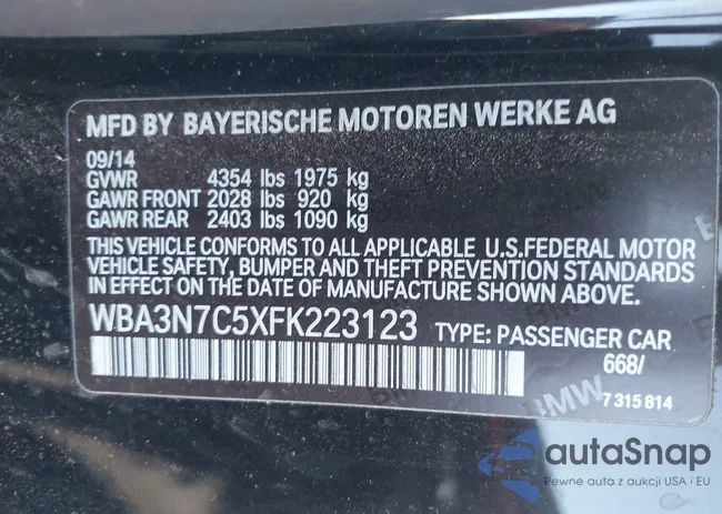 WBA3N7C5XFK223123: 43385639