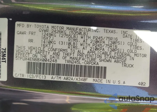 5TFUX4EN6BX004248: 43386652