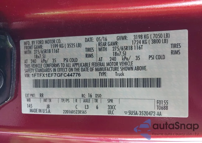 1FTFX1EF7GFC44776: 43386667