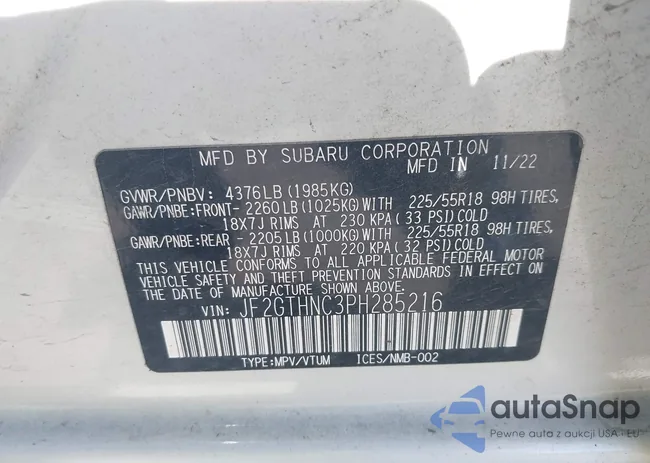 JF2GTHNC3PH285216: 43386678