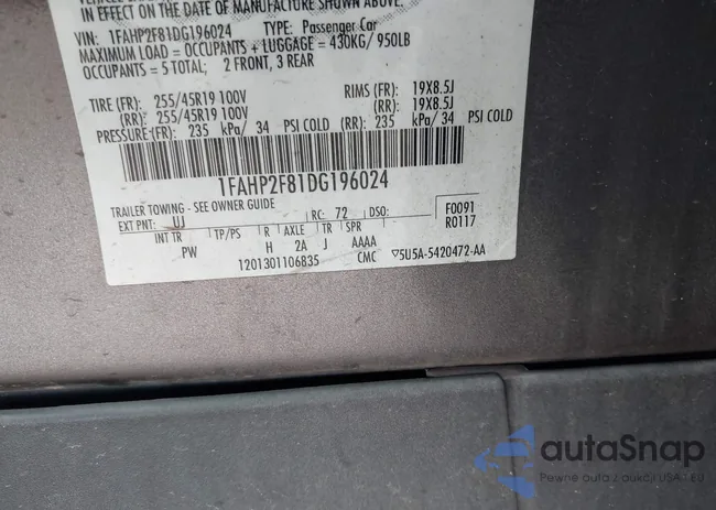 1FAHP2F81DG196024: 43386716