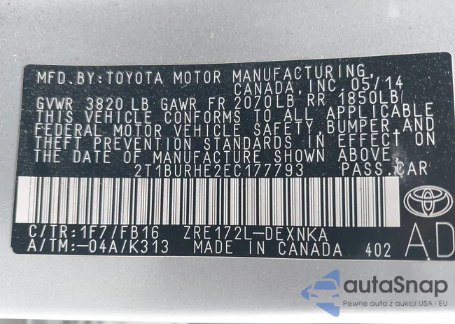 2T1BURHE2EC177793: 43386729